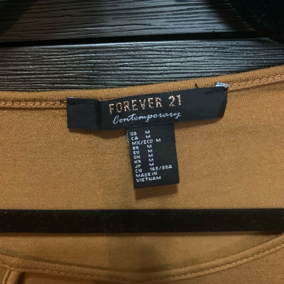 Forever 21 Mustard Yellow Long Sleeve Keyhole Top - Picture 2 of 3